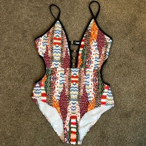 Printed Open-Back One-Piece Swimsuit